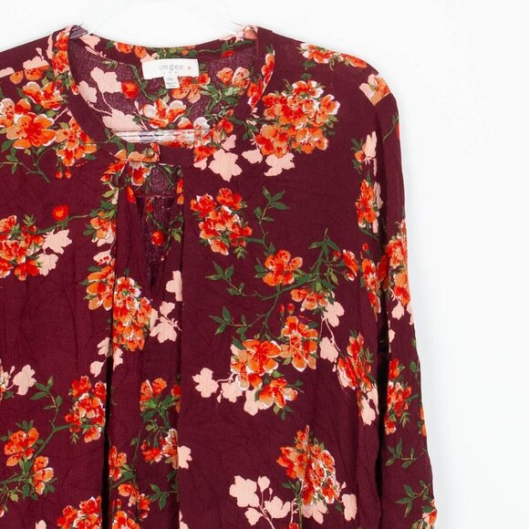 Umgee Womens Floral Keyhole Blouse Size 1XL Long Bell Sleeves Whimsigoth Flowy - Picture 2 of 9